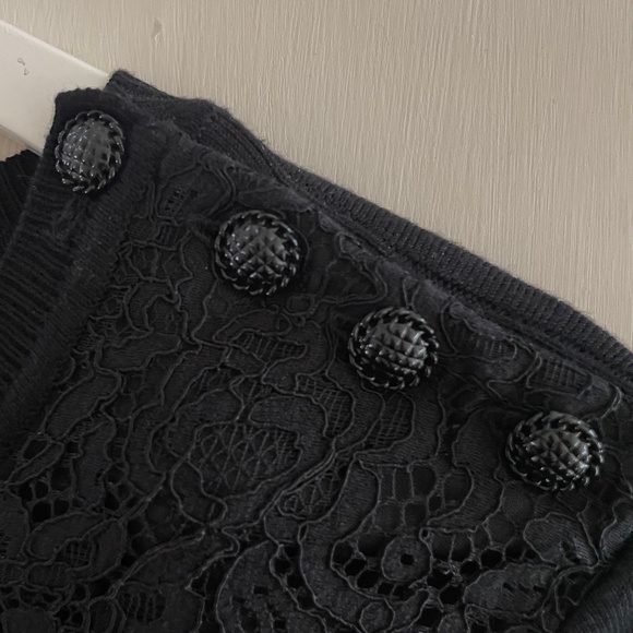 Karl Lagerfeld Paris Black Nedvia Lace Mix Lightweight Sweater Top - Size XS - Picture 4 of 8